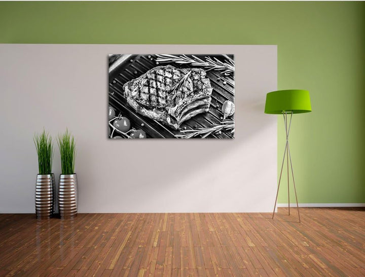 Pixxprint Steak Rumpsteak Fleisch als Leinwandbild/Grösse: 100x70 / Wandbild/Kunstdruck/fertig bespa