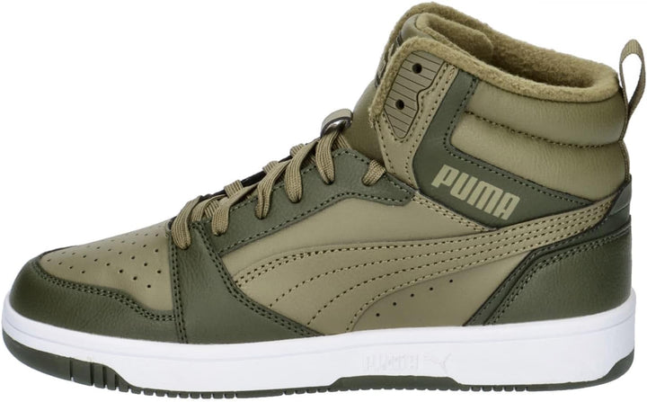 PUMA Unisex Kinder Rebound V6 Mid WTR Jr Sneaker 36 EU Alpine Snow Sand Dune Puma Weiss, 36 EU Alpin