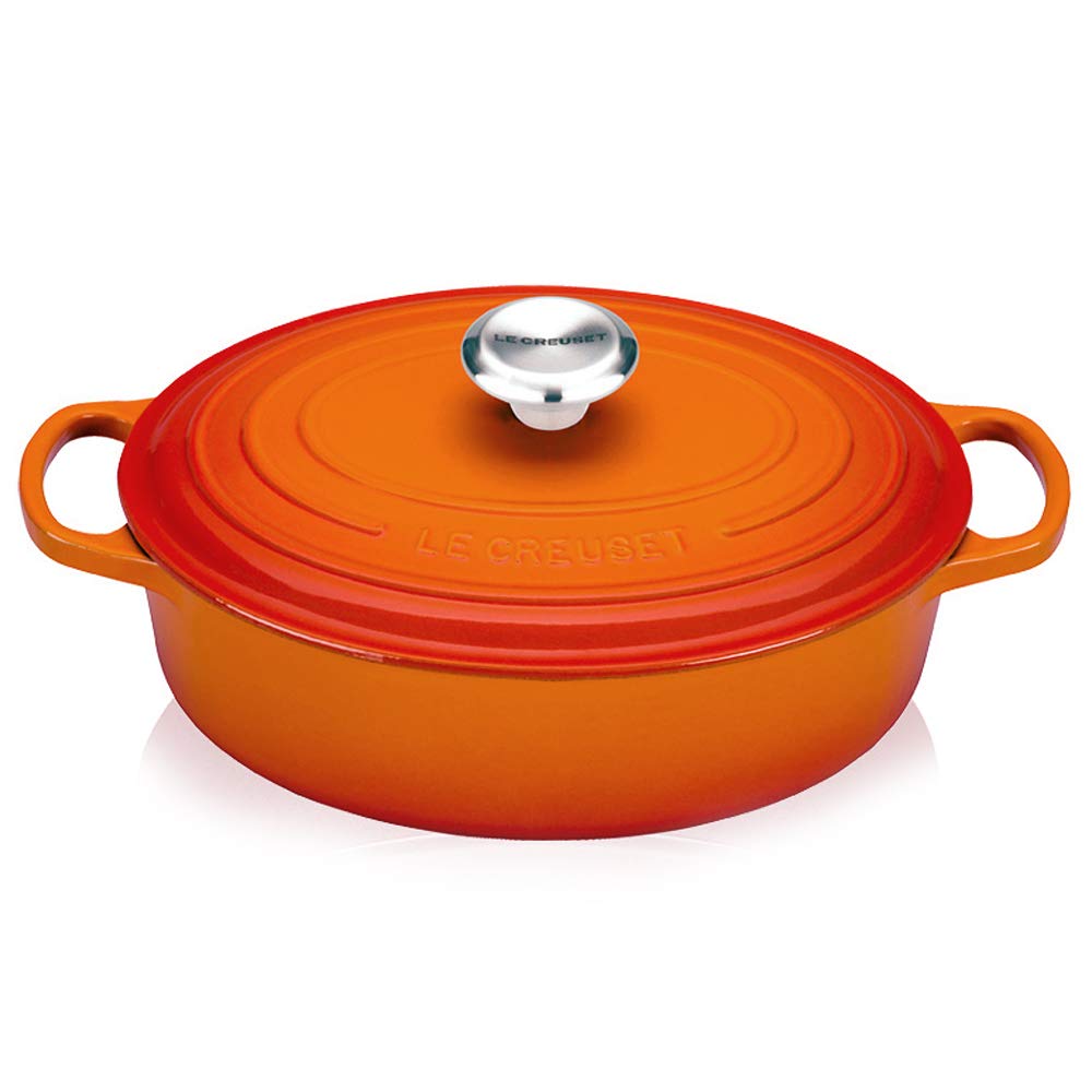 Le Creuset Signature Gusseisen-Bräter mit Deckel, Ø 27 cm, Oval, 3.4 l, Ofenrot, 21186270902430, Ofe