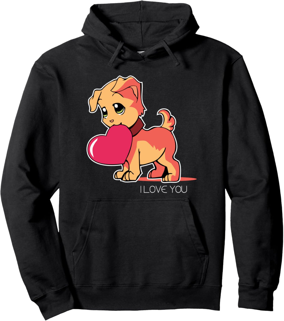 I Love You Puppy Hund Amor Herz Liebe Valentinstag Hunde Pullover Hoodie
