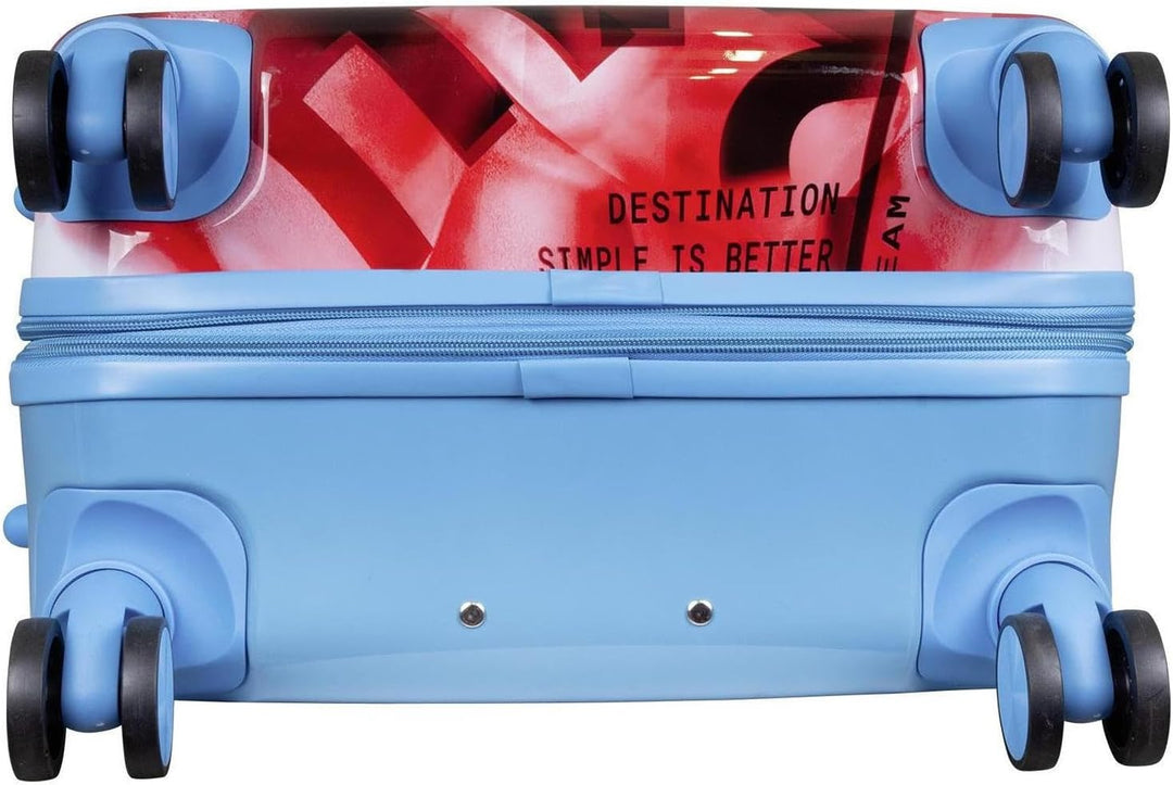 Hartschalen Koffer Trolley Revona Blau Pink mit tollem Print Motiv, Handgepäck, Grösse M