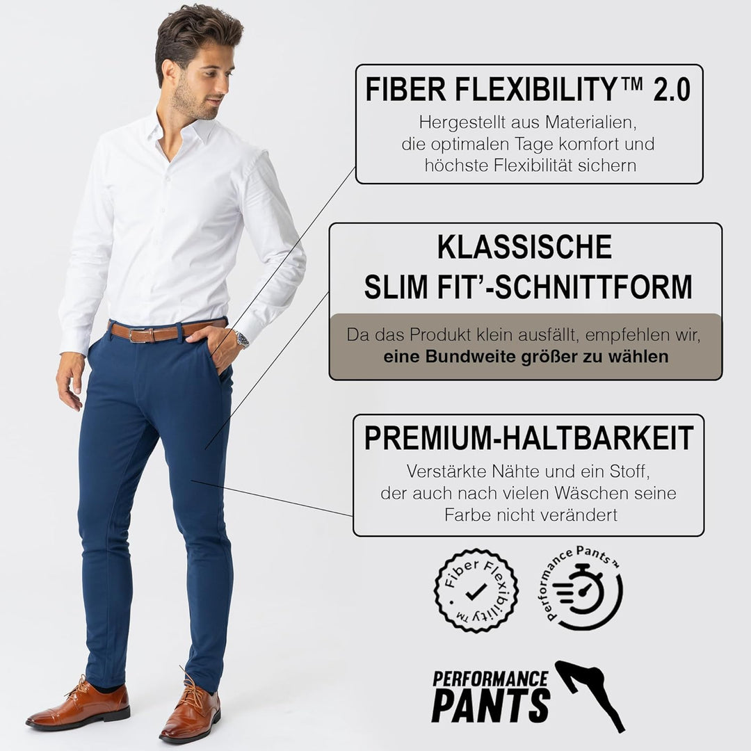 Performance Pants Herren - Stilvolle Slim Fit Herren Hosen Stretch - Hosen Herren Stretch - Angenehm