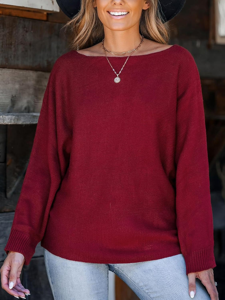 CUPSHE Damen Strickpullover One Shoulder Fledermausärmel Feinstrick Schulterfreier Pulli Oberteile T