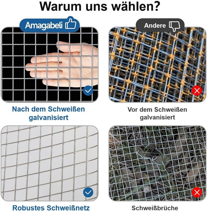 Amagabeli 1,2m x 15m Wühlmausgitter Volierendraht Hochbeet Gitter 6,3mm Feinmaschig Verzinkt &amp; Rostf