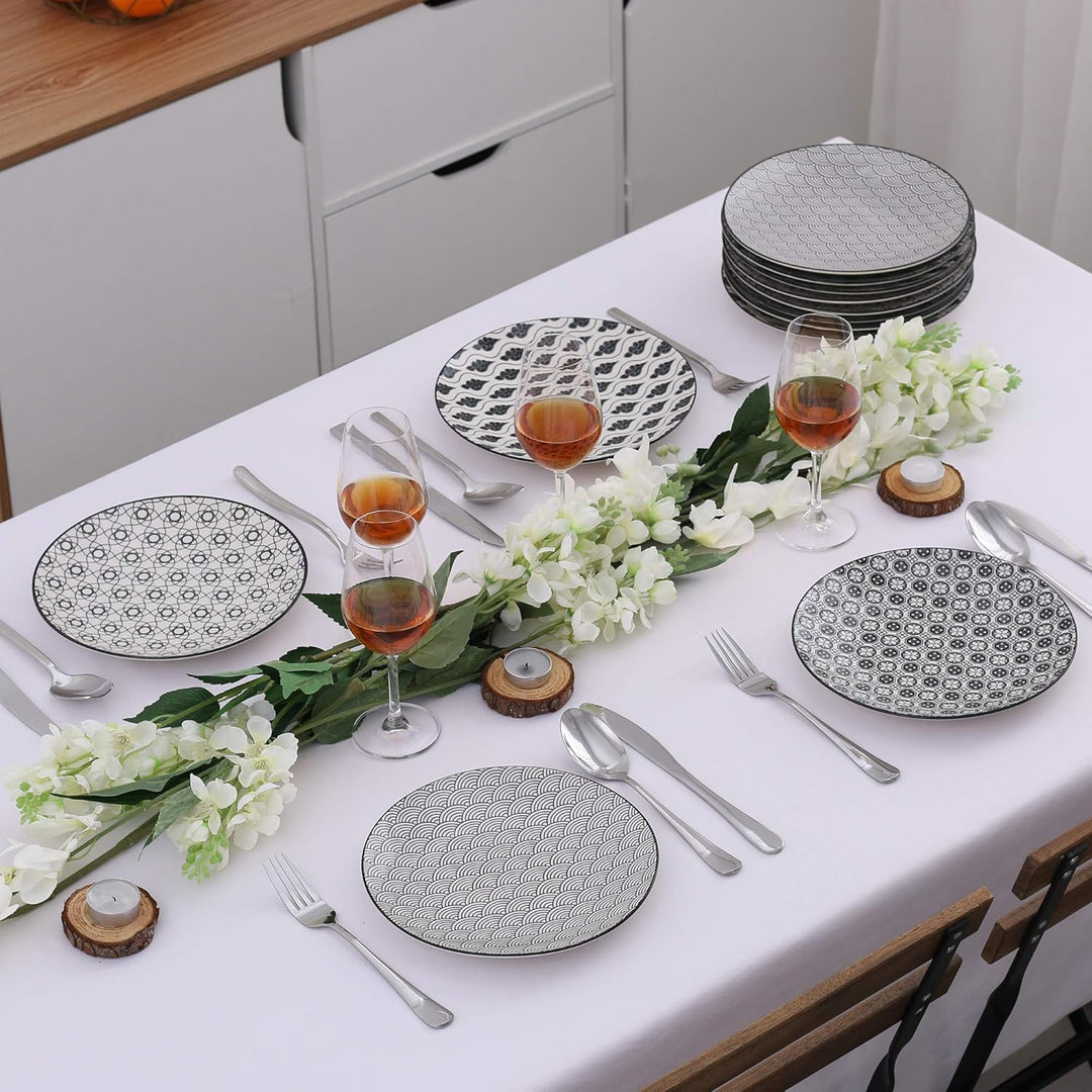 vancasso, Haruka Porzellan Dessertteller, 12-teilig Set, Durchmesser 21,5 cm Rund Kuchenteller, Brot