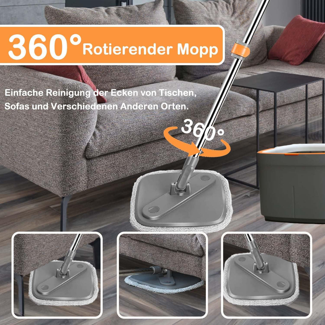 Feloyal Bodenwischer Wischmopp Set Spin Mopp und Eimer Set mit 6 Mikrofaser-Mopppads mit Selbsttrenn