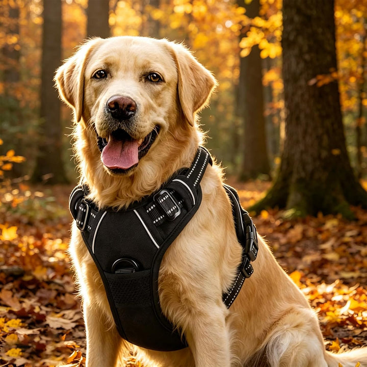Hundegeschirr Verstellbar 38-89cm Brust Reflektierend | Doppelzugpunkte Vorne &amp; Hinten, Polyester Ne