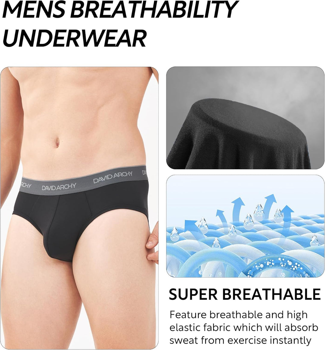 DAVID ARCHY Herren Slips Mehrpack Unterwäsche 4-Wege-Stretch Unterhosen Slip Ultraweich Atmungsaktiv