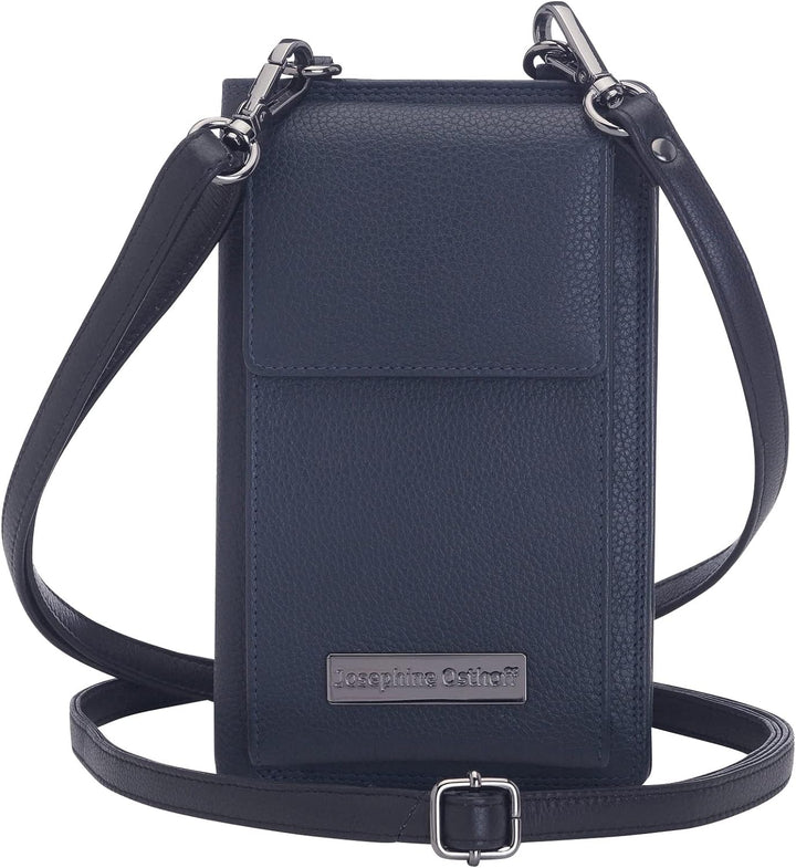 Josephine Osthoff Handy Umhängetasche mit Geldbörse, handgemacht aus 100% Echtleder, Clutch für Dame