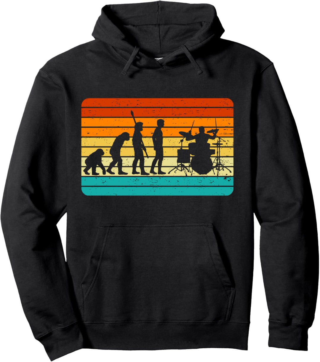Retro Schlagzeug Drummer Percussion Trommeln I Evolution Pullover Hoodie