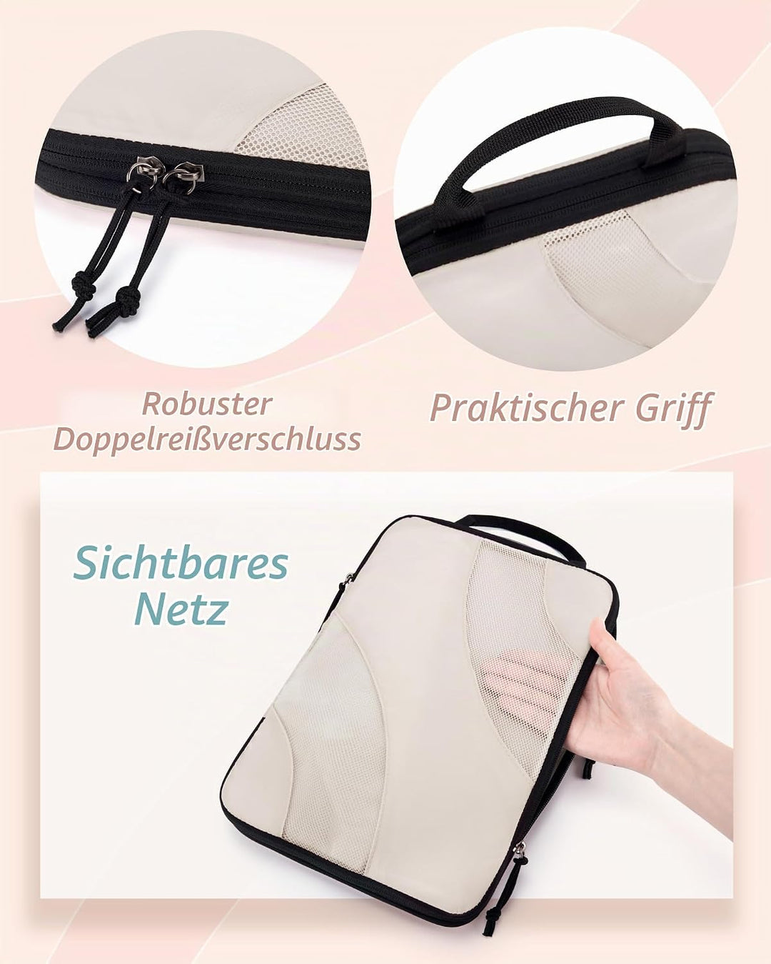 BAGSMART Packing Cubes Compression 6 Stück, Packwürfel Kompression Koffer Organizer Set, Travel Esse