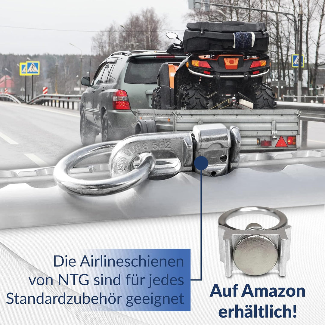 NTG Airlineschiene halbrund Alu 2 Stück 2 m Fittinge - TÜV Zertifiziert | Zurrschiene Aluschiene für