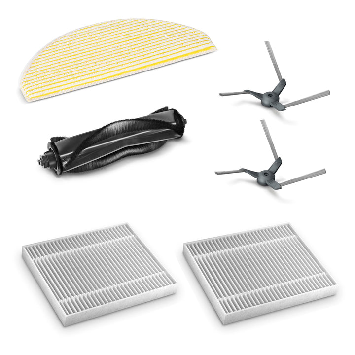 KÄRCHER Zubehör-Set für RVC 3 Saugroboter, Ersatzteile aus Hauptbürste, Seitenbürsten, Wischtuch und