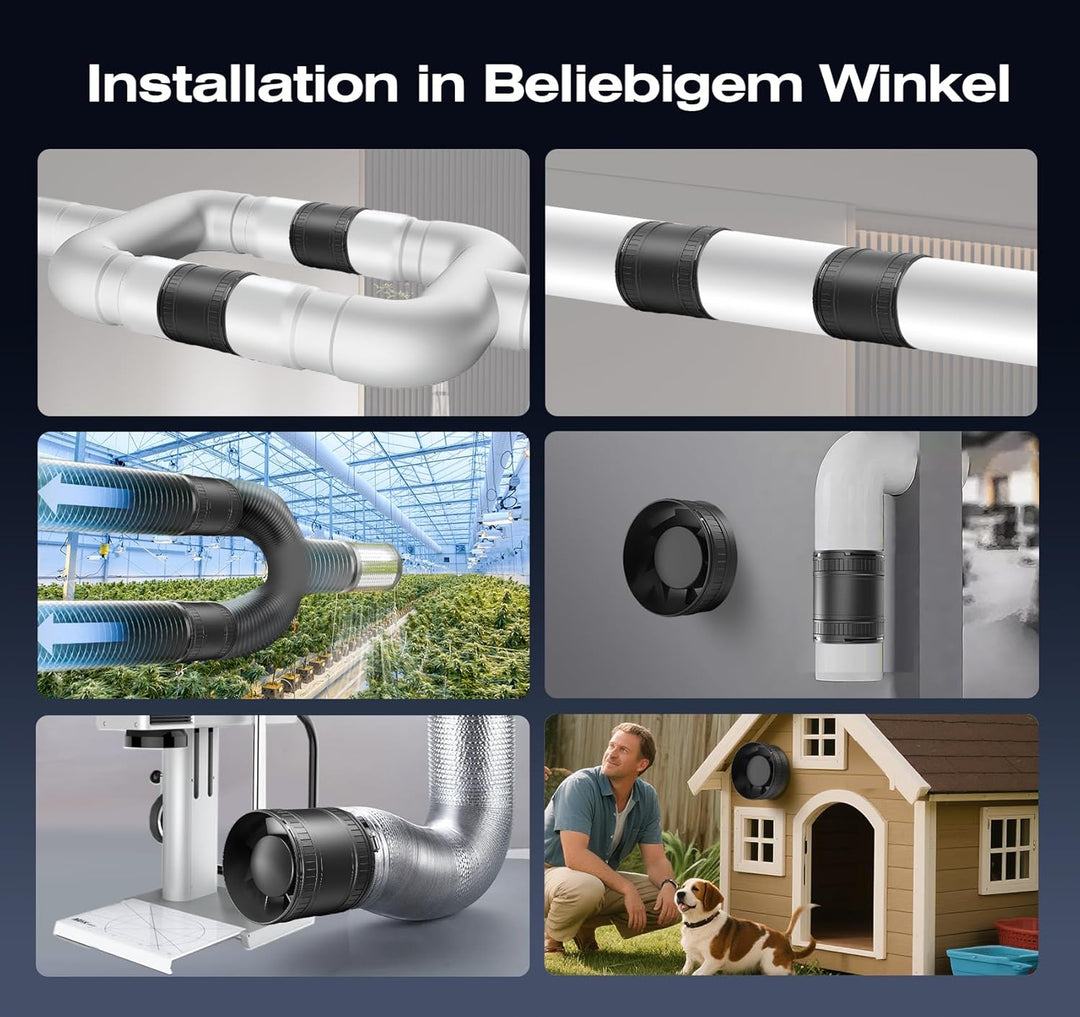 Bidirektionaler Rohrventilator 100mm mit 6 Stufen, Fernbedienung – Leistungsstarker Leise Rohrlüfter