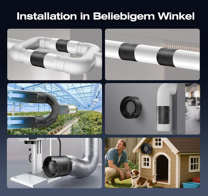 Bidirektionaler Rohrventilator 100mm mit 6 Stufen, Fernbedienung – Leistungsstarker Leise Rohrlüfter