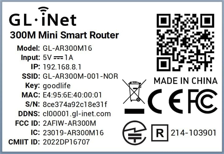 GL.iNet GL-AR300M16 Mini Router, Wi-Fi Converter, OpenWrt Pre-Installed, Repeater Bridge, 300Mbps Hi