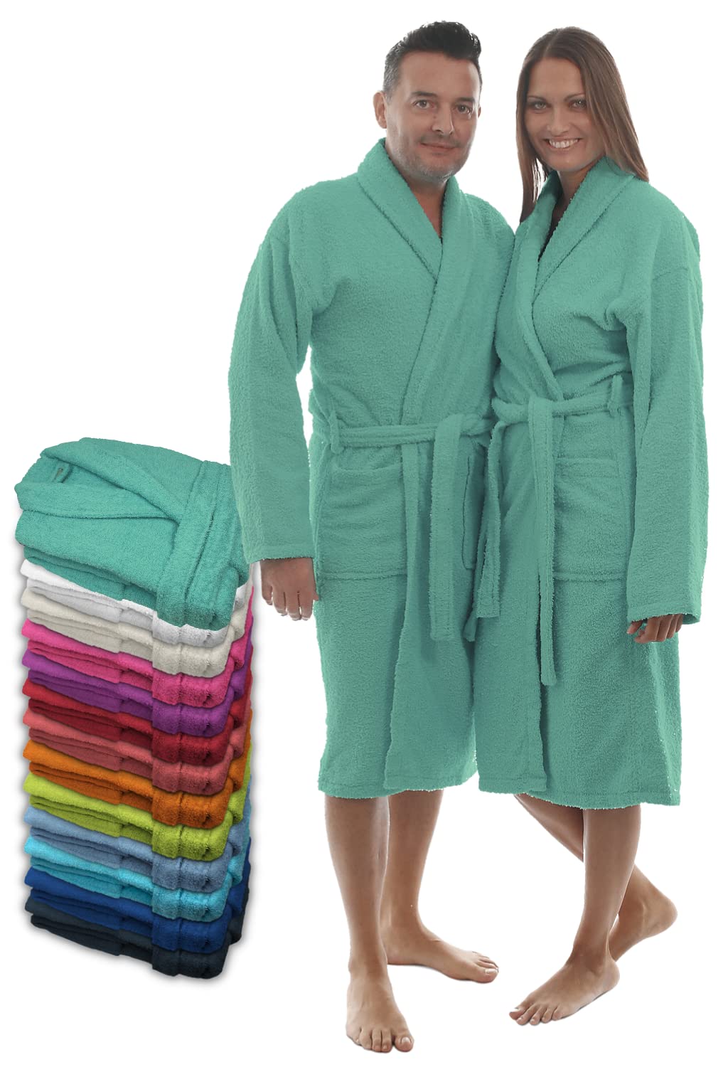 LEBENGOOD Bademantel für Damen, Herren, Unisex, Frottee 100% Baumwolle, Weicher Morgenmantel Dusche,