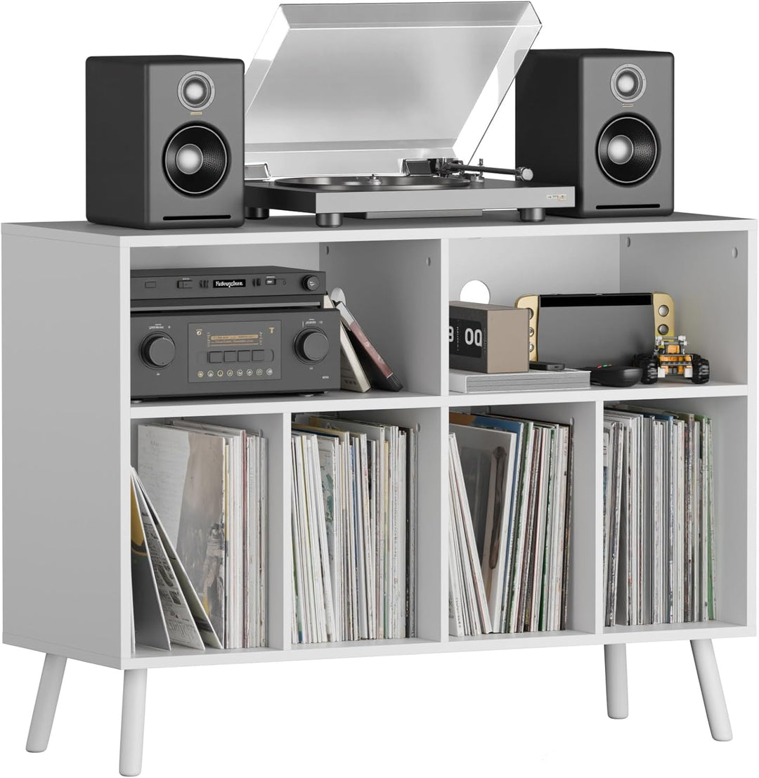 Plattenspieler-Ständer mit Schallplattenaufbewahrung, Vinyl-Plattenregal mit Präsentationsfläche, Sc