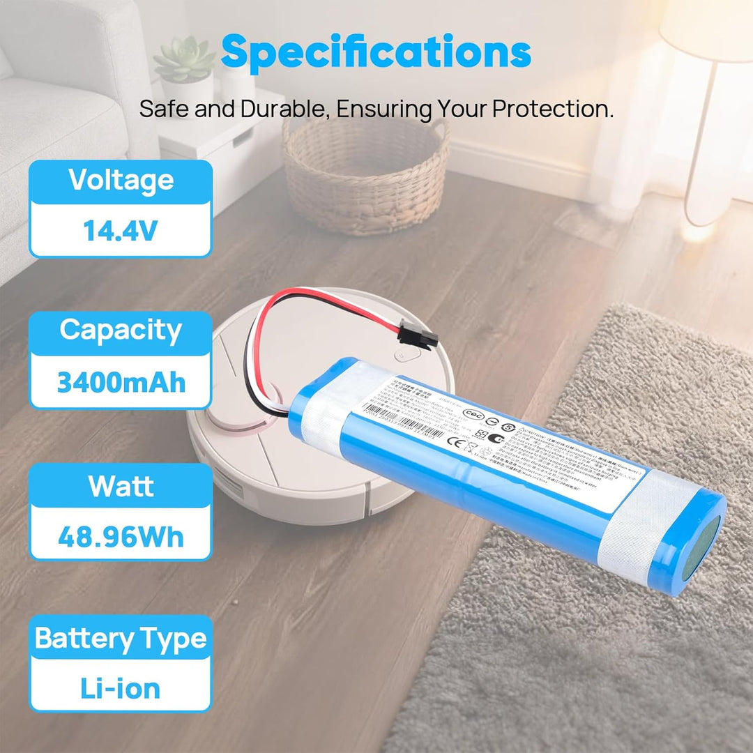 3400mAh 14,4 V Akku Kompatibel mit Xiaomi Mop, Mop 2S, Mop Pro, Mop P Saugrobotern und Conga 3290, 3