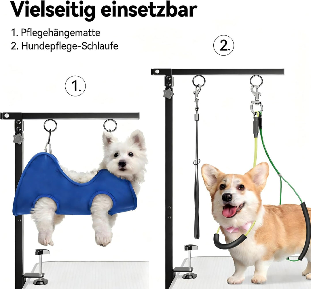 Faltbarer Hundepflegetisch-Arm mit Tischklemme – Höhenverstellbar 66–102 cm, Grooming-Arm mit Hängem