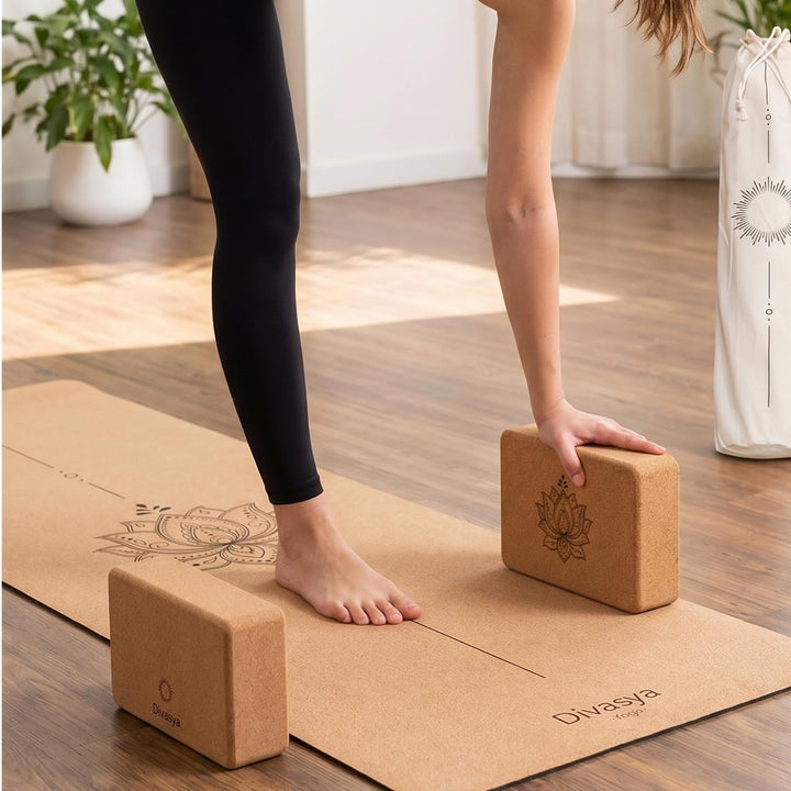 Yoga Blöcke aus Kork | 2er Set | 22,5 x 15 x 7,5 cm | abgerundete Kanten | rutschfest &amp; robust | Yog