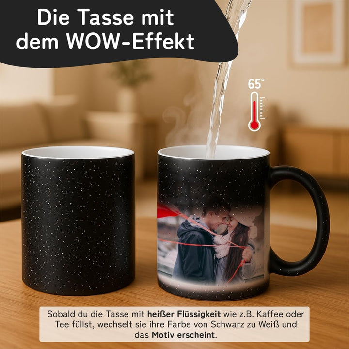 glitzertassen.de® | Personalisierte Magic Glitzertasse mit Text/Bild | Farbwechseltasse mit Glitzer