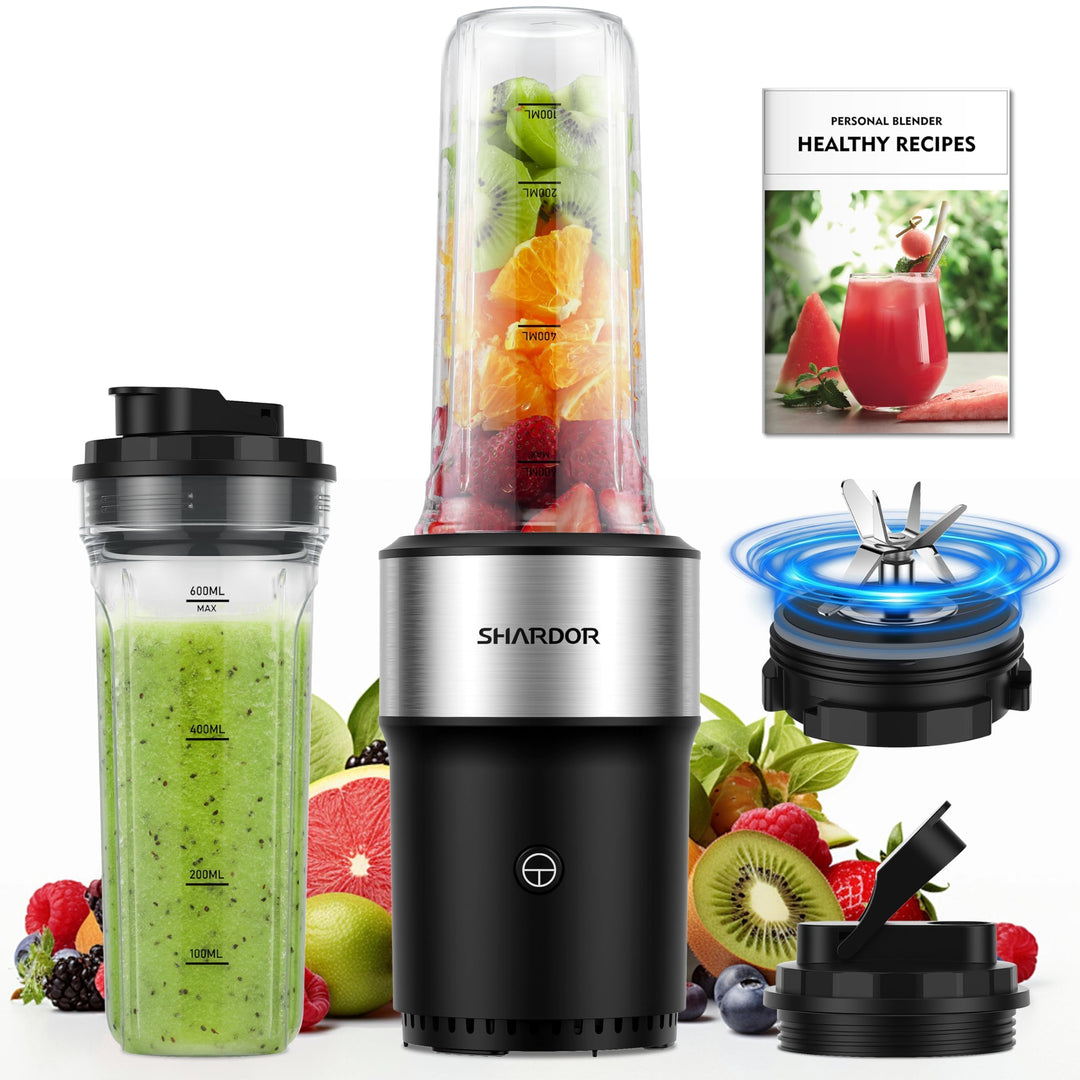 SHARDOR Smoothie Maker, 900W, StandMixer mit 2 * 700ml Flasche, mixer mit Edelstahl 6-Klingen, BPA f