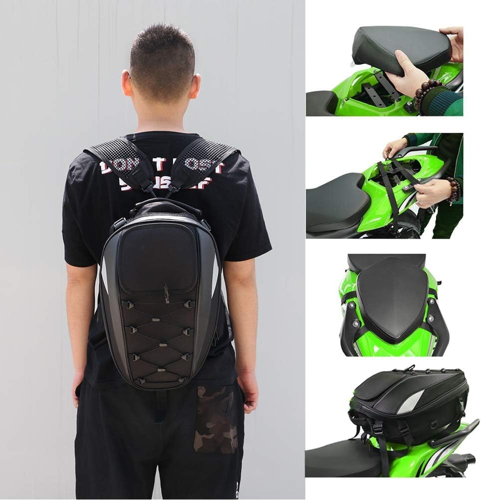 Jfg Racing Wasserdichte Motorrad-Hecktasche, Gepäcktasche, Sitzbanktasche, Multifunktionstasche, Spo
