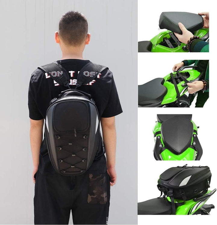 Jfg Racing Wasserdichte Motorrad-Hecktasche, Gepäcktasche, Sitzbanktasche, Multifunktionstasche, Spo