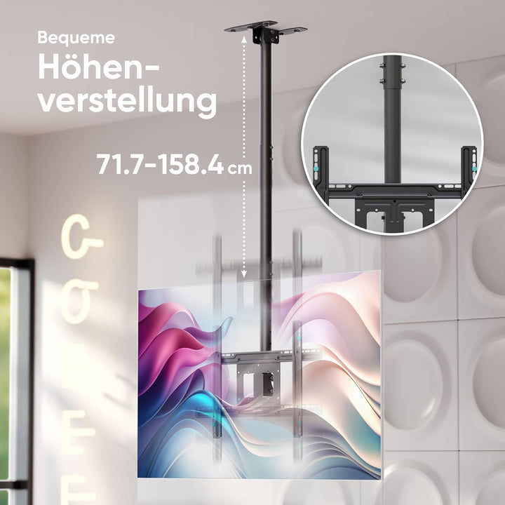 ONKRON TV Deckenhalterung für 32-80 Zoll Fernseher bis 68 kg, Deckenhalterung für Fernseher höhenver