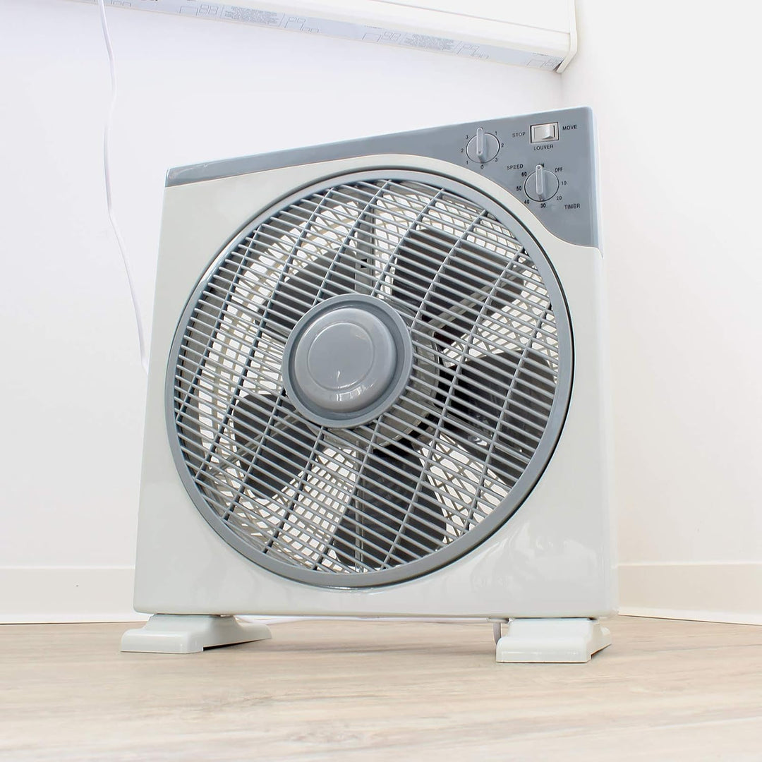 Eaxus® Tischventilator - Kraftvoller 45W Box Ventilator Fan mit Timer & 3 Geschwindigkeitsstufen