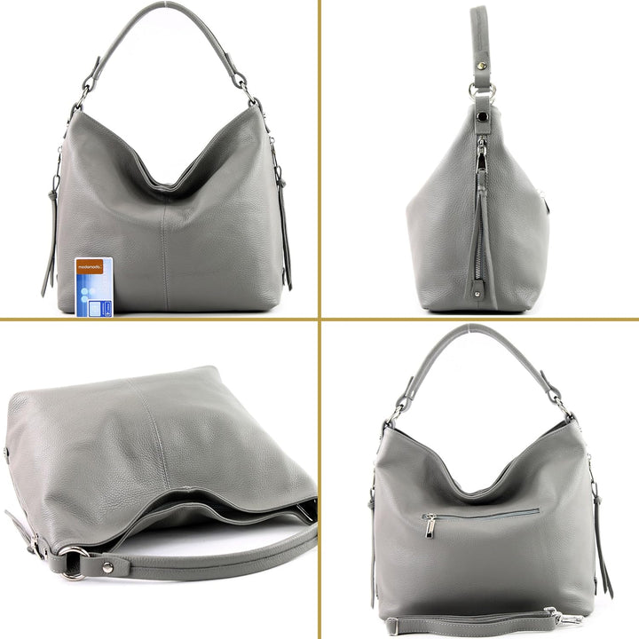 modamoda de Damen Schultertasche, Leder T160 Senfgelb, Senfgelb