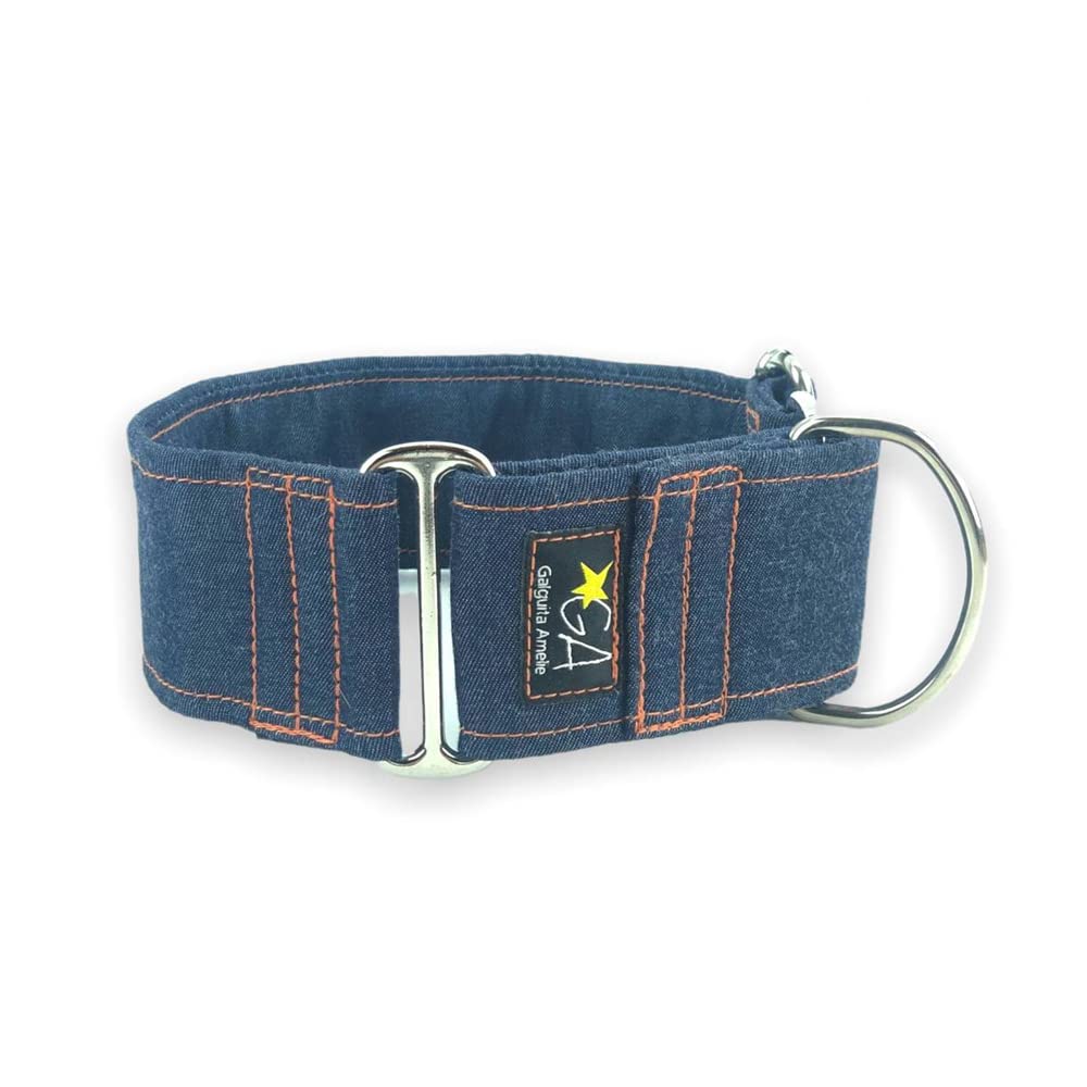 Galguita Amelie Martingale Halsband für Hunde, Jeans, 4 cm breit, Grösse M (30-39 cm Umfang) Talla M