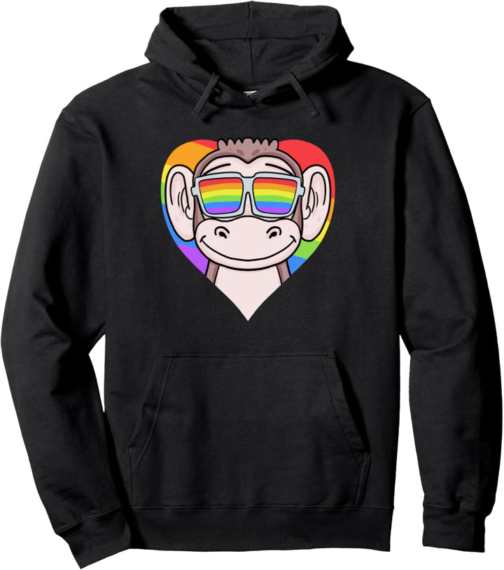 LGBT Supporter - Monkey Rainbow Gay Pride - LGBT Herz Pullover Hoodie