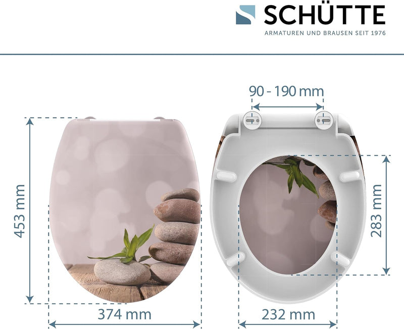 Schütte WC-Sitz STONE PYRAMID mit Absenkautomatik, Toilettendeckel mit Motiv und Schnellverschluss f