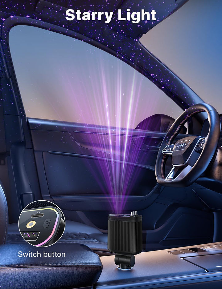 4 in 1 Zigarettenanzünder USB C 69W Auto Ladegerät Adapter, Einziehbares Sternenhimmel Auto Zubehör,