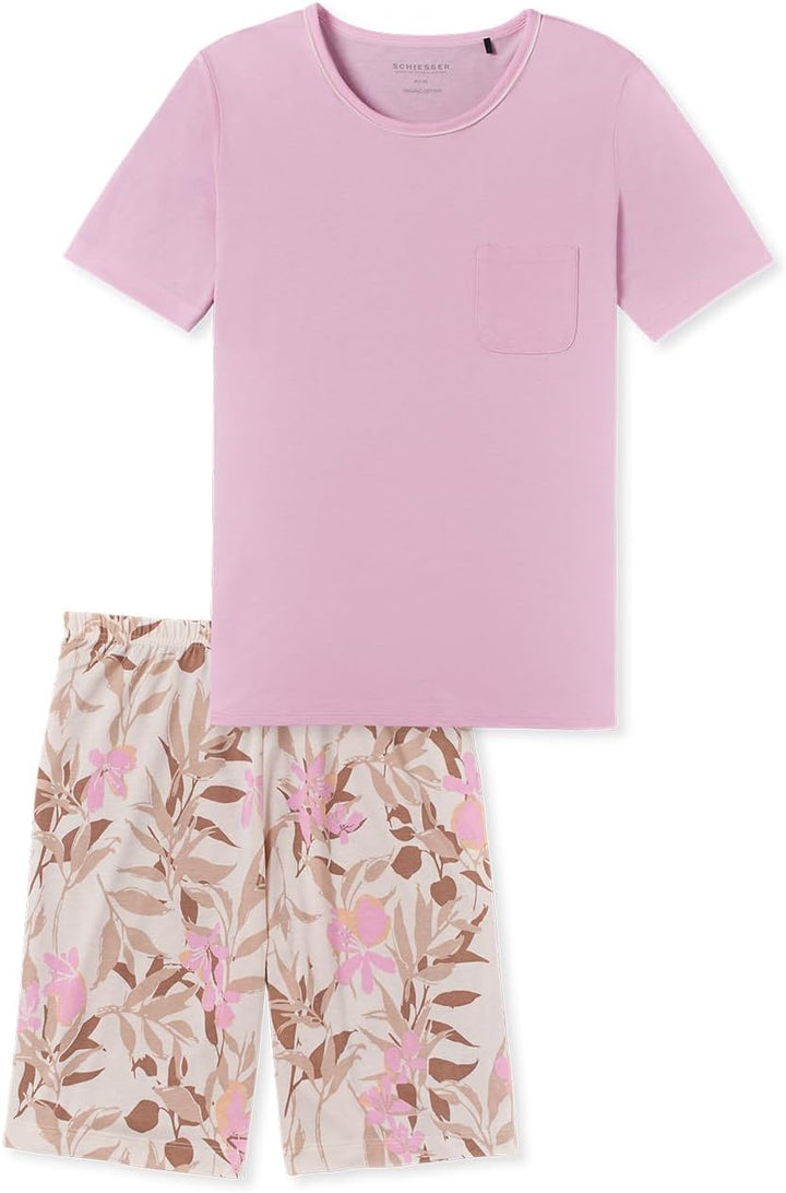 Schiesser Damen Schlafanzug Set kurz Baumwolle Modal - Nightwear 46 Powder Pink_181235, 46 Powder Pi