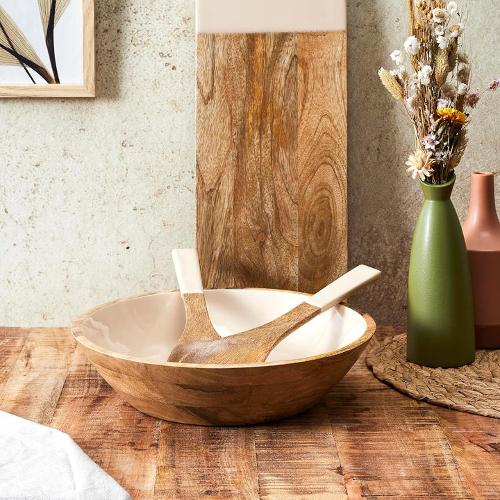 HOME DECO FACTORY, KA0572, Dune Uni Mango Wood Salad Bowl, elegant and Natural Design, ideal for Sal