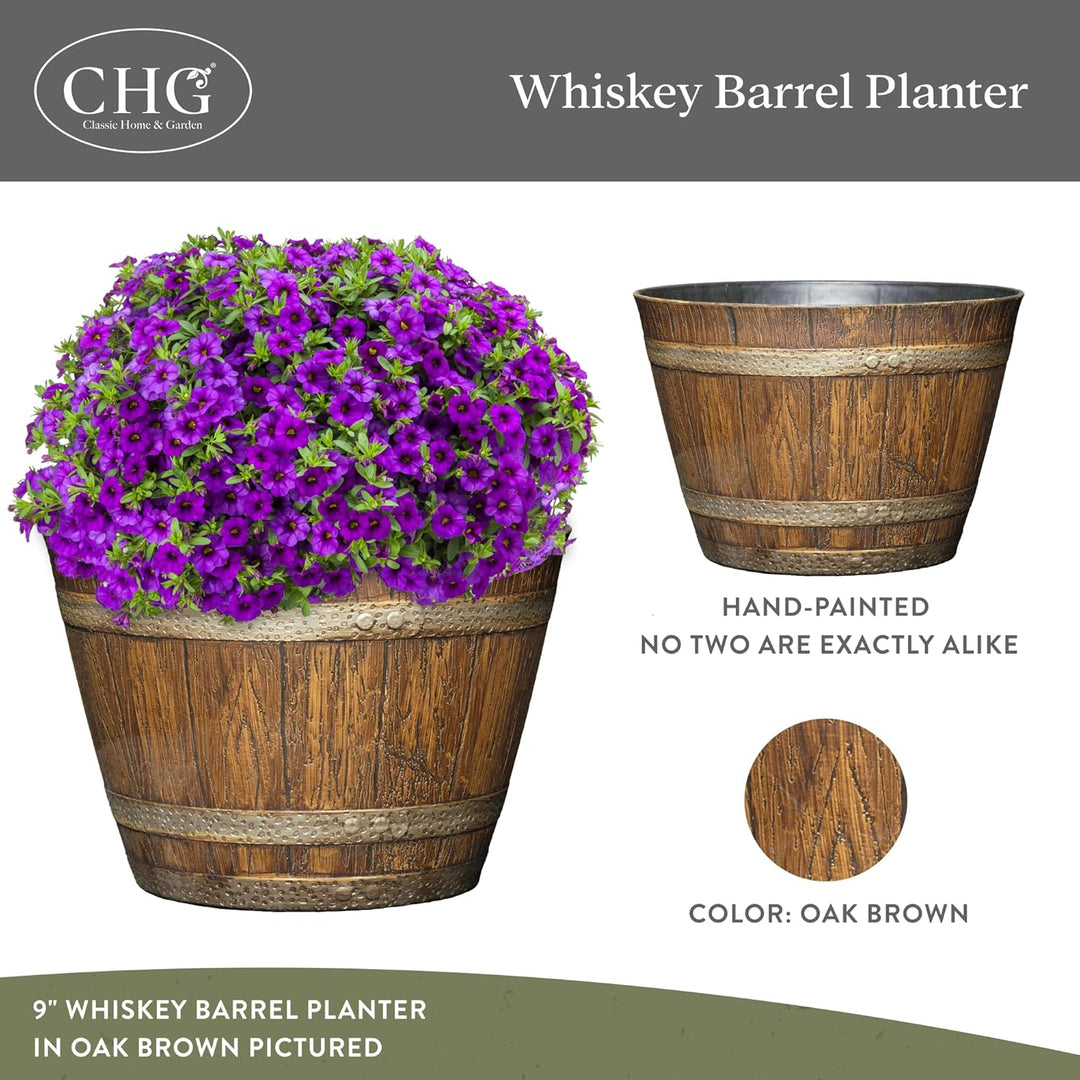 Classic Home and Garden 74 Whiskyfass, 22,9 cm, Eiche im Used-Look 9" Whiskey Barrel Eiche im Used-l