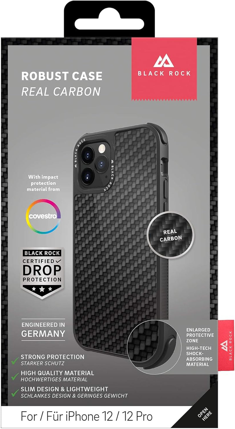 Black Rock - Hülle Robust Case Real Carbon passend für Apple iPhone 12/12 Pro I Karbon Handyhülle, F