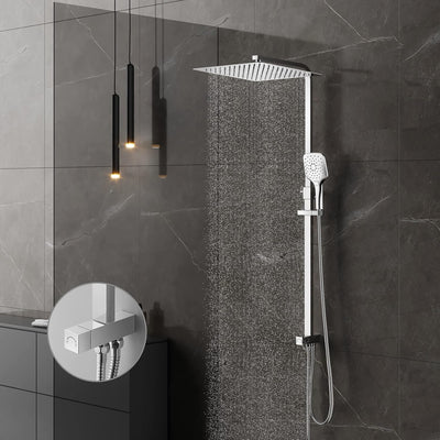 KOMIRO Duschsystem ohne Armatur, Regendusche Ohne Armatur,Duschset mit Duschkopf 30x30cm, Handbrause