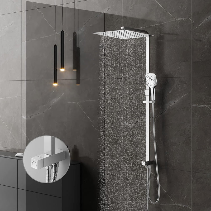 KOMIRO Duschsystem ohne Armatur, Regendusche Ohne Armatur,Duschset mit Duschkopf 30x30cm, Handbrause