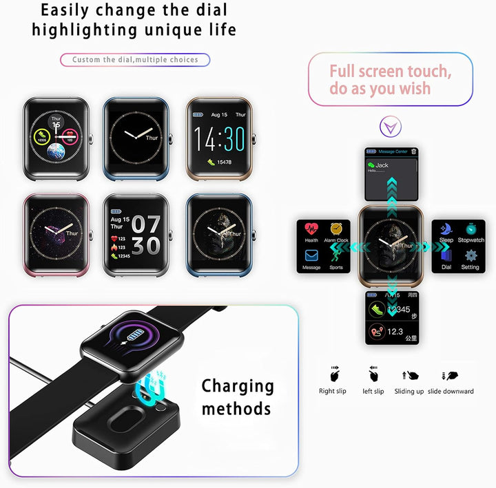 SUPBRO Smartwatch Fitness Armband Tracker 1,3" Herzfrequenzmessungen Schlafüberwachung Smartphone-Be