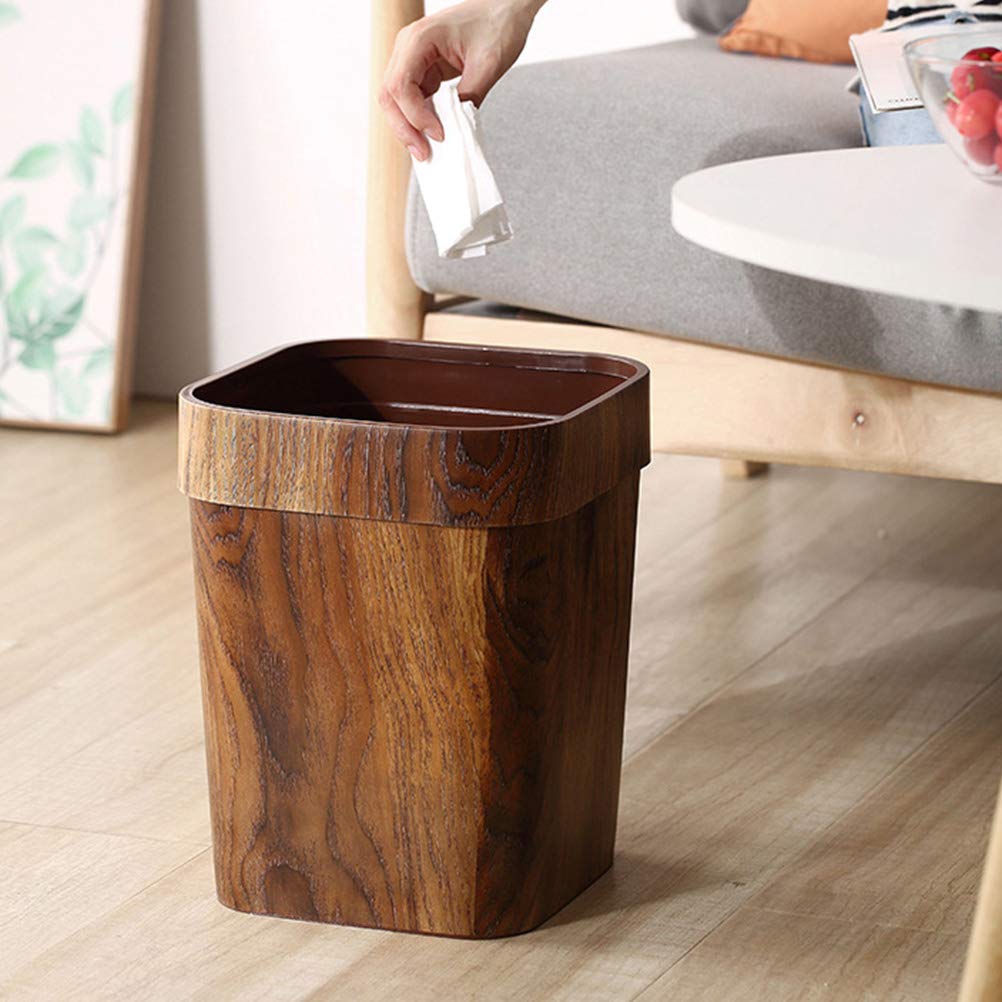 LIFKOME Imitierter Holz-Mülleimer, rustikaler Mülleimer, Mülleimer für Badezimmer, Schlafzimmer, Küc