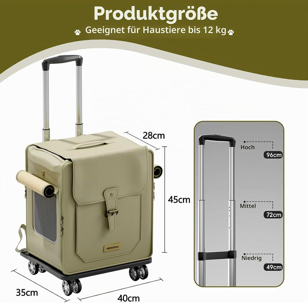 Galatée Haustier-Rucksack Mit Rädern, Haustier-Buggy, Hunde-Reisetasche Mit Abnehmbaren Rollrädern,