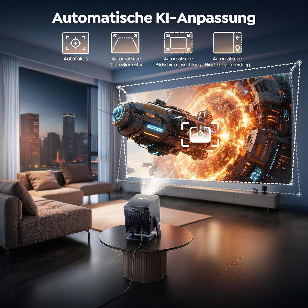 Beamer 4K [Schnellste VIDAA OS] Kompatibel mit Netflix & Dolby Audio, 1400ANSI 1080P Smart Beamer He