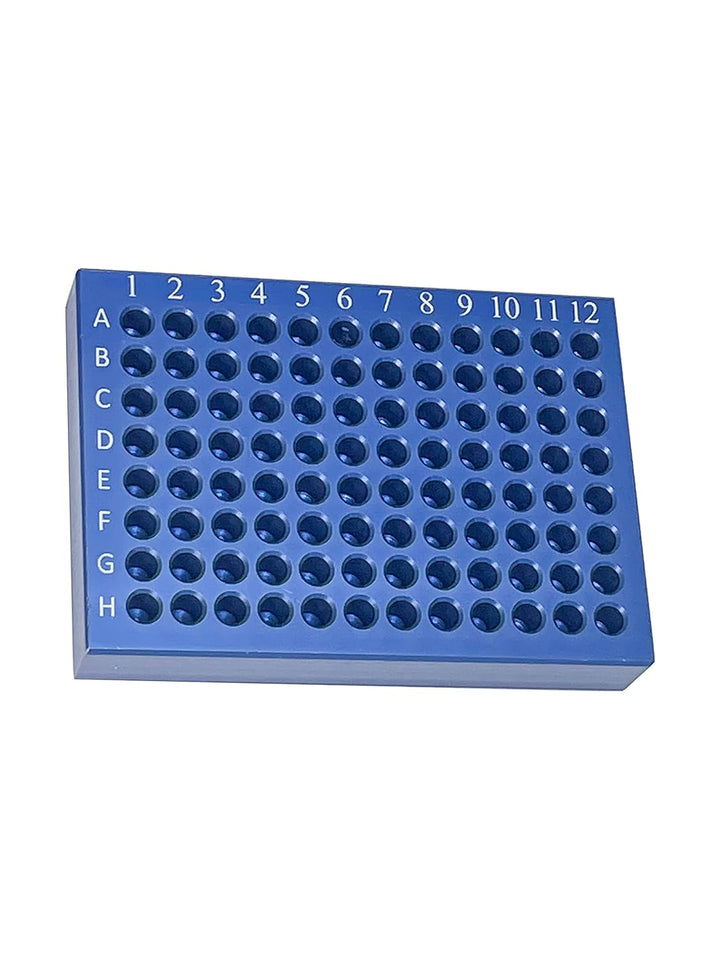 MUHWA 96 Well Aluminium-Kühlblock für 0,2 ml PCR-Mikroröhren, 8 x 12 Array, blau, 1 Stück 0.2ml-96 W