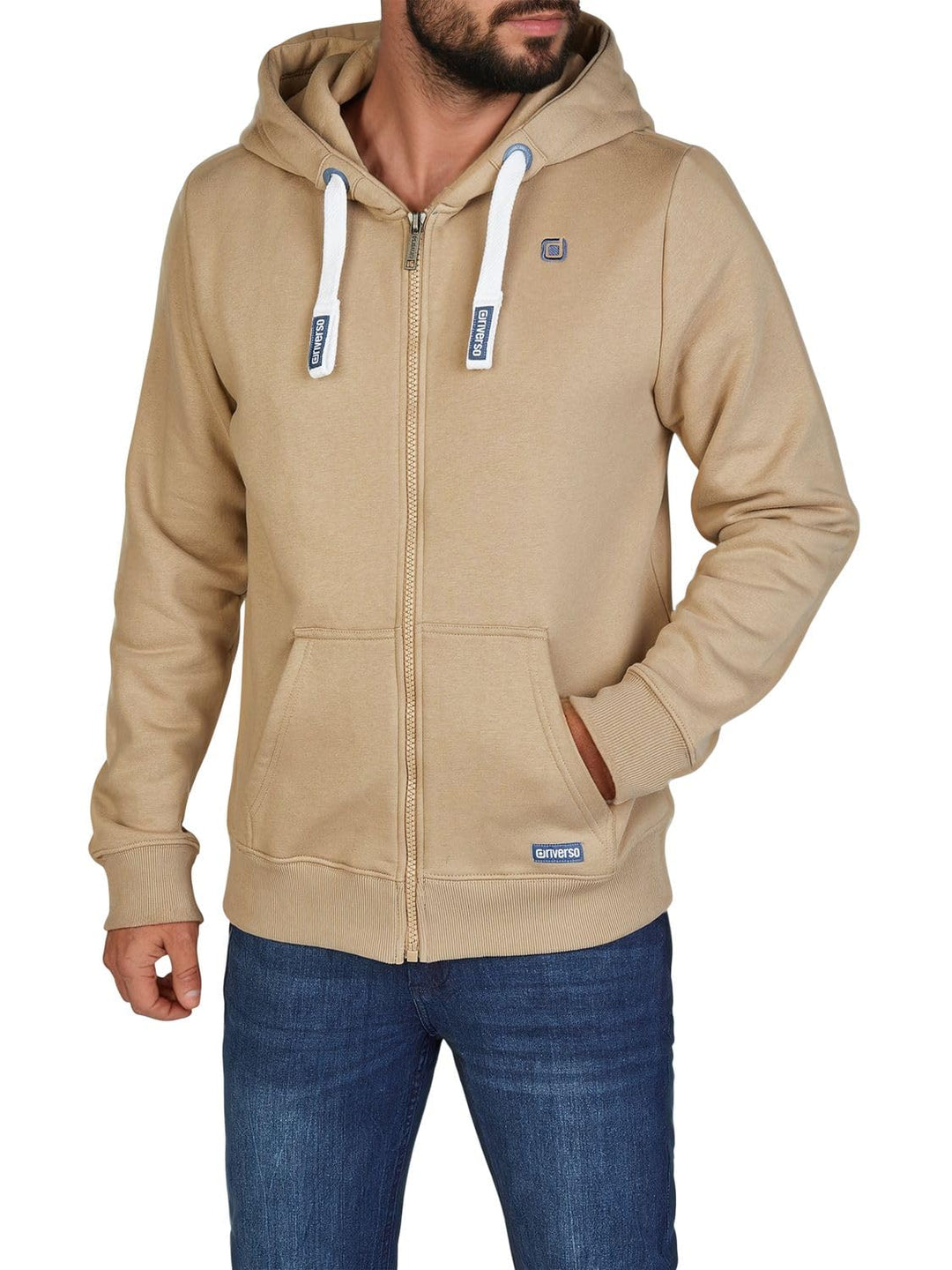 Sweatjacke Herren mit Kapuze Reissverschluss Regular Fit RIVNoah Kapuzenjacke Braun Rot Blau Schwarz