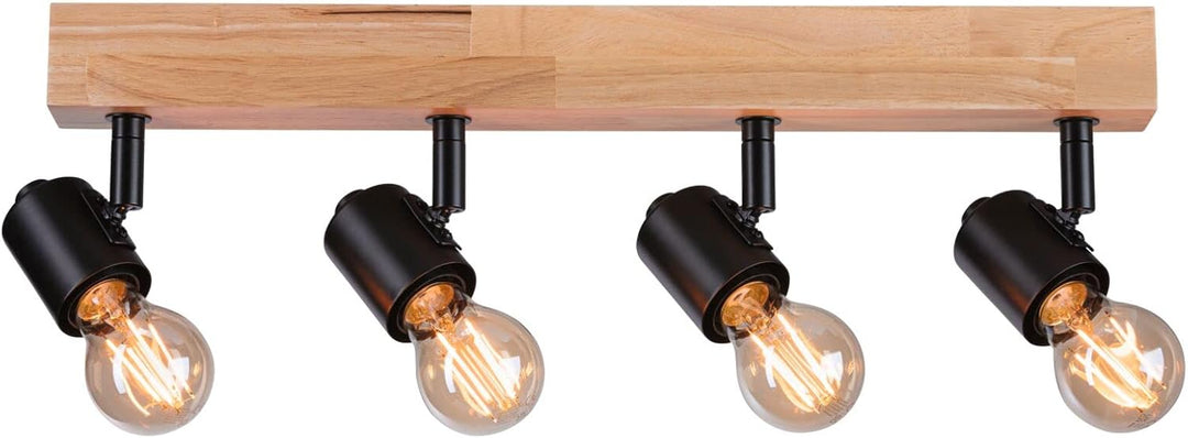 Paulmann 66773 Strahler Arvid 4-flammig max. 4x20 Watt Deckenleuchte Schwarz/Holz Spot Metall E27 4e