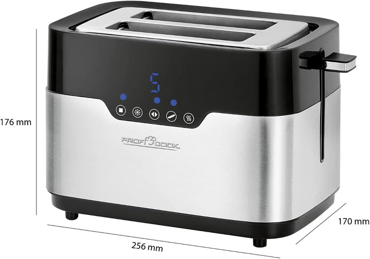 ProfiCook PC-TA 1170 2-Scheiben-Toaster, Sensor Touch, Brötchenaufsatz, Krümelschublade, Zentrierfun